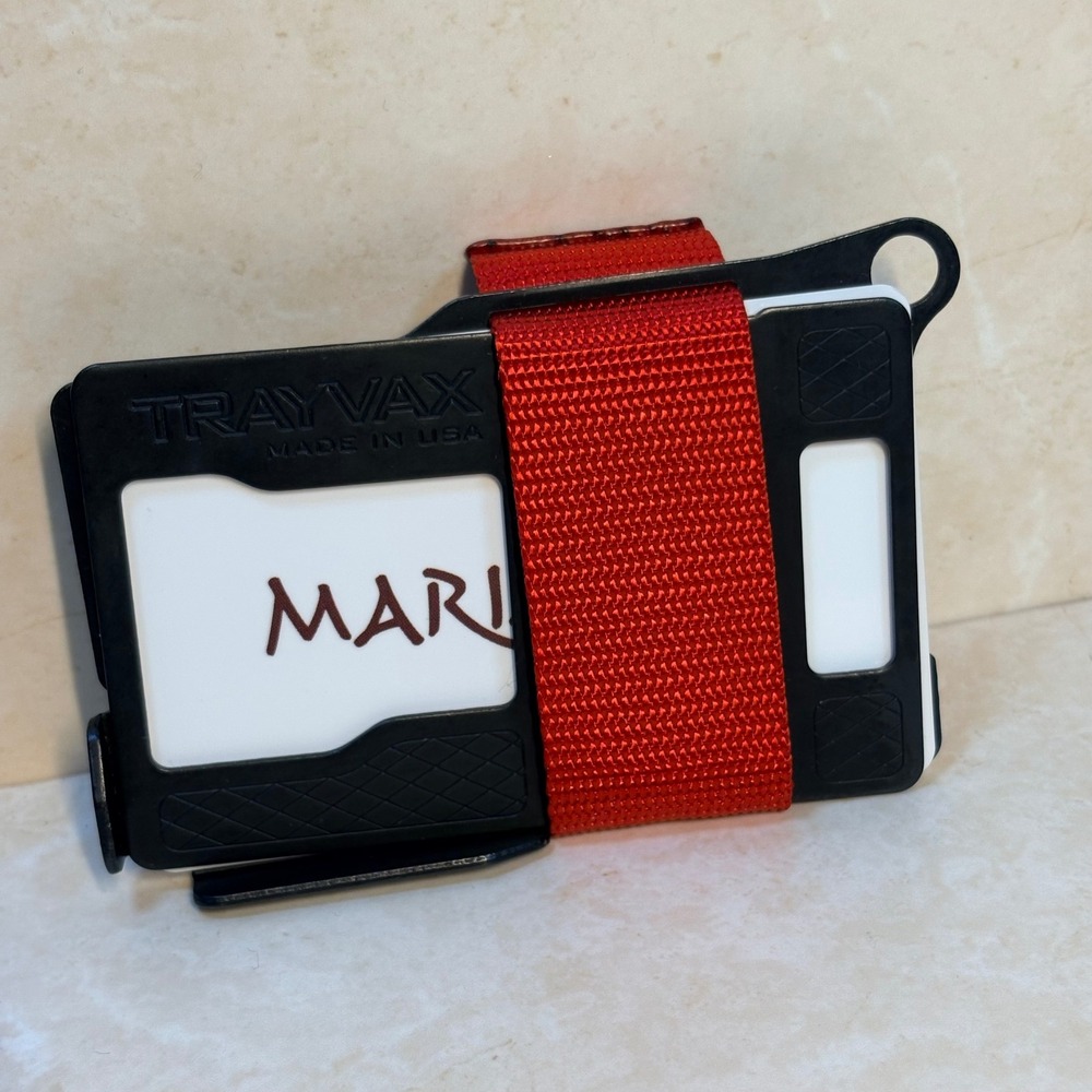 Trayvax Armored Summit Wallet Black Red Minimalist RFID Tactical Card Holder USA